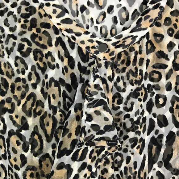 Chico’s Leopard Print Ruffle Button Up Long Sleeve Top Small - Picture 2 of 9